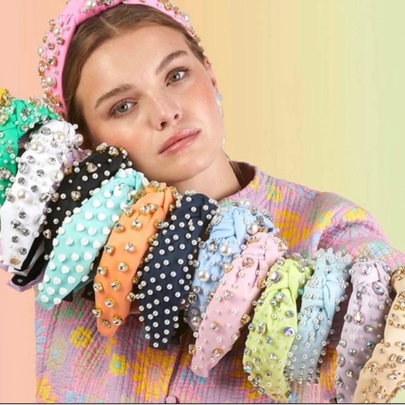 LELE SADOUGHI X STONEY CLOVER LANE HEADBAND WITH PEARLS BABY BLUE - Picture 7 of 7